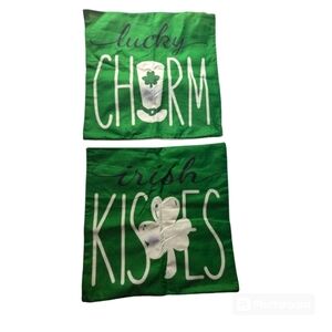 Irish Themed Cushions. 1 Pair. Green and White.